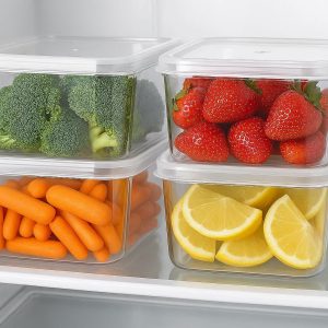 1 Clear Stackable Refrigerator Food Storage Containers with Lids